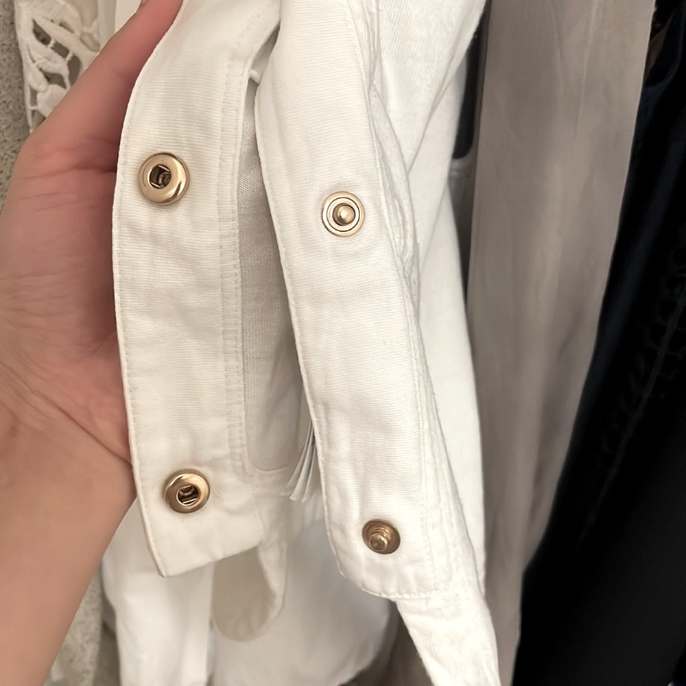 Maje White Short Sleeve Tee with Side Button Detail - Picture 8 of 8